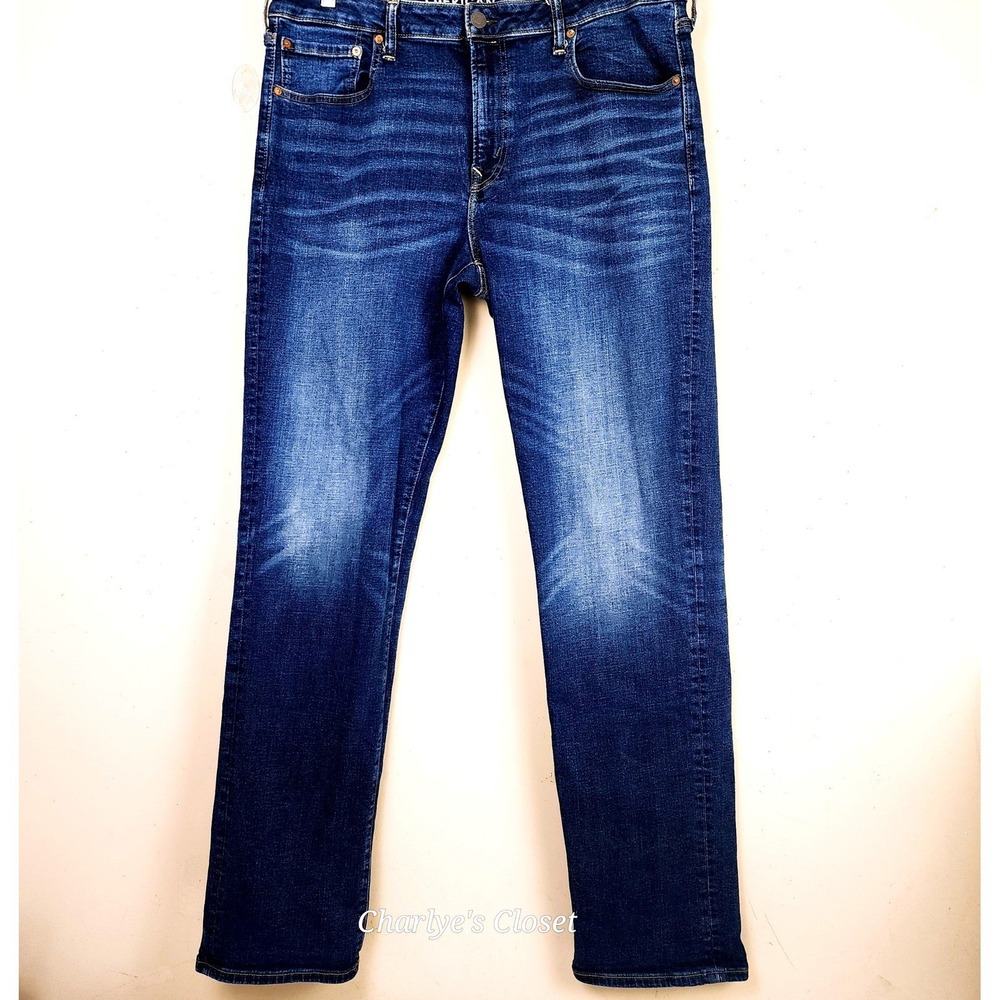 American Eagle Mens Original Straight 38x34 Airflex+ Dark Wash Jeans
